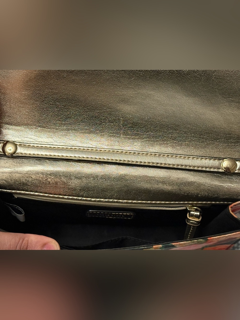 Nine West Floral Satin Crossbody Clutch with Metallic Gold Interior - Picture 6 of 6